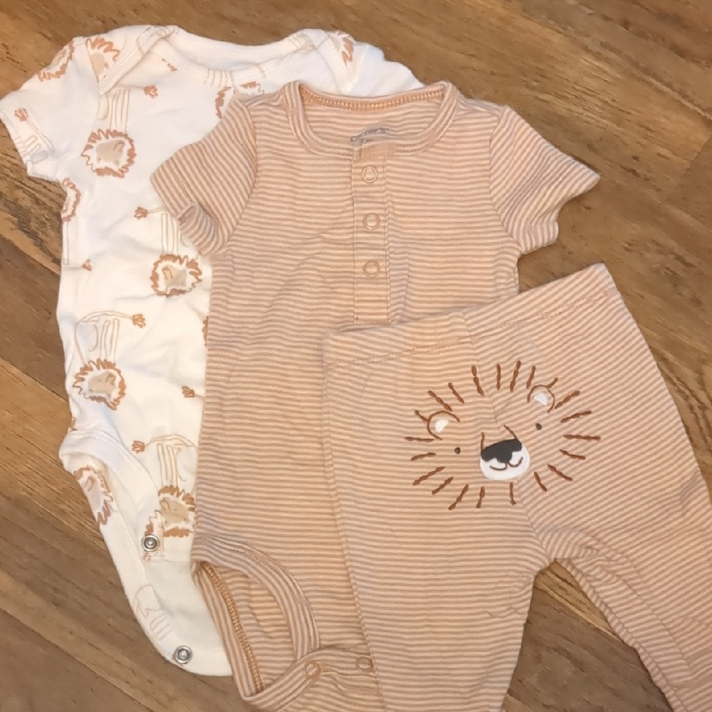 Carter's Tan and White Baby Outfit Set